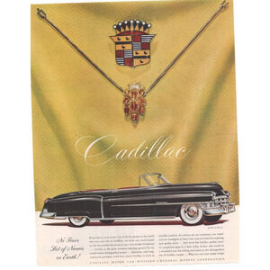 Vintage Original Cadillac Car Magazine Advertisement B&W 1950s Automobilia